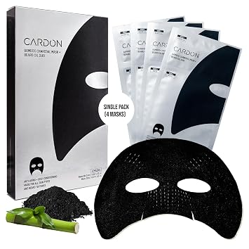 Cardon Mascarillas completas para el cuidado de la cara y la barba para hombres, mascarillas coreanas para el cuidado de la piel con carbón de bambú desintoxicante + aceite de barba premium, paquete