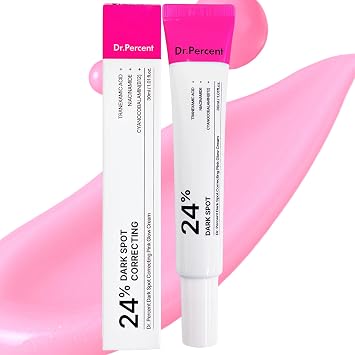 Dark Spot 24% Correcting Pink Glow Cream | Ácido tranexámico 6%, niacinamida 5%, manchas oscuras, manchas, hiperpigmentación, baja irritación, cuidado de la piel coreano, 1.0 fl oz, 1.01 onzas líquidas