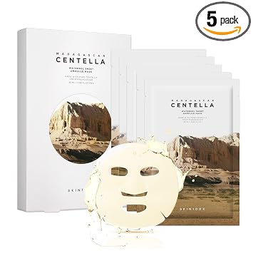 SKIN1004 Madagascar Centella Watergel Sheet Ampolla Mask 5ea, mascarilla coreana con centella asiática, hoja de mascarilla hidratante infundida con ampolla centella para hidratación profunda, cuidado de la piel coreano