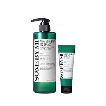 SOME BY MI AHA BHA PHA 30 Days Miracle Acne Clear Duo - Juego de tamaño grande, gel de baño de 26.46 onzas y limpiador de espuma de 3.38 onzas, tratamiento de ácido salicílico OTC, acné facial y