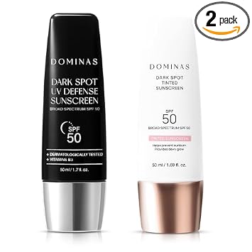 Protector solar coreano de corrección de tono (1.7 fl oz) + protector solar tintado SPF 50+ (1.69 fl oz), sin yeso blanco, no graso, protección UV de amplio espectro, protector solar para cara y
