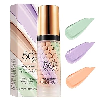 Imprimación 3 en 1 para la cara antes del maquillaje, crema aislante de protección solar, SPF 50, corrector de color en un solo paso, difumina imperfecciones control de aceite y corrección de tono de