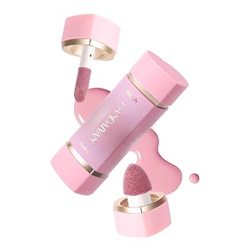 Rubor líquido de mousse de doble cabeza, varita de belleza líquida con punta de esponja, fácil de aplicar para un aspecto radiante natural, textura sedosa mate, larga duración