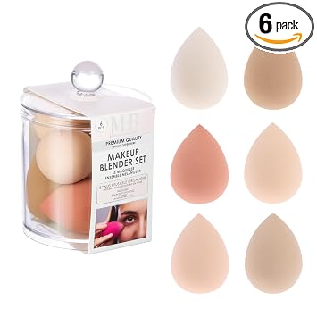 Juego de licuadora de maquillaje Premium Nudes de 6 piezas - Colección profesional de esponjas de belleza