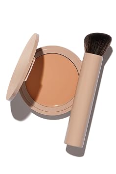 No Makeup Makeup Base ligera de larga duración y dúo de brochas | Maquillaje sin crueldad, sin fragancia, acumulable, a prueba de transferencia (Ligero Medio)