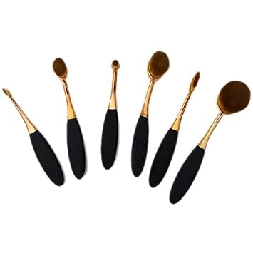 Juego de 6 brochas de maquillaje ovaladas Pro Gold