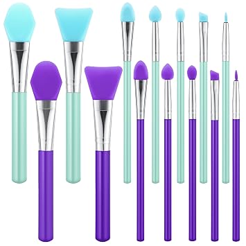 Kit aplicador de cepillos de silicona, aplicador de cepillo de resina, aplicadores de cepillos de resina UV, aplicadores de pinceles de gelatina para productos de maquillaje en crema y manualidades de