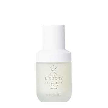 Licorne Suero de arroz vegano coreano para cara con AHA PHA, piel hidratante e hidratante y tez suave, cuidado facial K-Beauty, 1.52 onzas líquidas