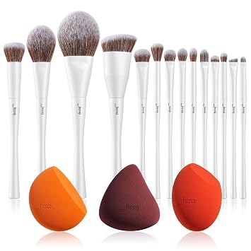 Jessup Pinceles de maquillaje T343 con esponja de maquillaje Set SP013