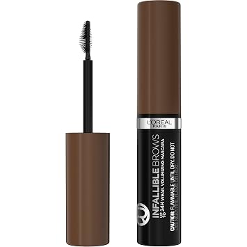 L'Oreal Paris Infallible Máscara de Cejas Voluminizadora de 24H de Duración, Maquillaje de Cejas de Larga Duración para Cejas 2X Más Llenas, 5.0 Brunette, 0.13 Fl Oz