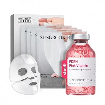 SUNGBOON EDITOR Máscara de colágeno profundo durante la noche | Ampolla intensiva PDRN Glow PDRN rosa con péptido de colágeno | Regalos para mujeres