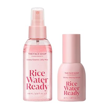 THE FACE SHOP Dúo de cuidado de la piel para maquillaje brillante - Suero peptídico y niebla