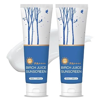 Protector solar hidratante de jugo de abedul para cara, bloqueo UV, 1.69 onzas líquidas SPF 50 de amplio espectro, cuidado de la piel coreano hidratante, sin fundición blanca, apto para el océano,