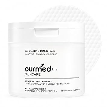 Ourmed Life Almohadillas de tóner exfoliantes suaves AHA y PHA para pieles