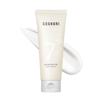 COSNORI Espuma limpiadora Micro Active – Vegana, no irritante, limpiador facial coreano, calmante para la piel, 7 extractos de plantas lavado facial diario, 5.07 onzas líquidas