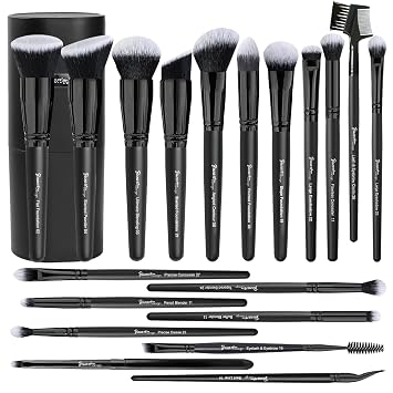 Bueart Design 19Pcs Professional Makeup Brushes Set with Holder (Black)