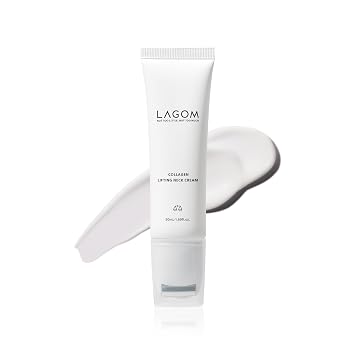 LAGOM Crema de cuello de elevación de colágeno con rodillo de masaje para mandíbula y cara, cuidado de arrugas, cuidado de la piel coreano, 1.69 onzas líquidas