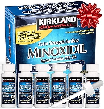 Minoxidil - Tratamiento líquido extra fuerte para el crecimiento del cabello para hombres, solución tópica al 5%, suministro de 6 meses, aplicador cuentagotas y guía de instrucciones gratuita incluida