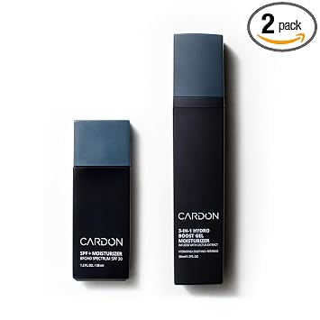 Cardon Paquete de humectantes faciales AM + PM para hombres: Hidratante SPF diurno; Hidratante en gel reparador nocturno | Cuidado de la piel coreano para hombres