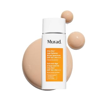 Murad Environmental Shield City Skin Age Defense Amplio Espectro SPF 50 PA ++++ - Protector solar 100% mineral con luteína y óxidos de hierro para defensa de la luz azul, protección UVA/UVB y