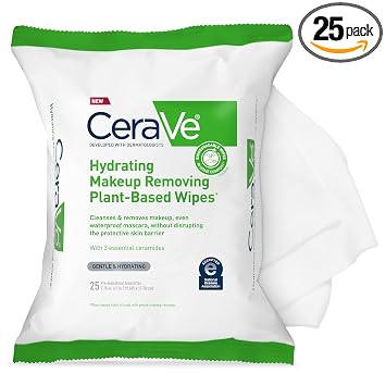 CeraVe Toallitas removedoras de maquillaje, toallitas faciales a base de