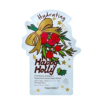TONYMOLY Happy Holly - Mascarilla hidratante coreana, arándano, ácido hialurónico