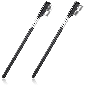 Chengu 2 piezas de peine de pestañas de metal separador de pestañas cepillo