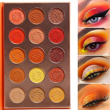 Afflano paleta de maquillaje de sombra de ojos, verde, azul, rojo, amarillo, naranja, morado, pastel, brillante sombra de ojos, para otoño, Halloween, maquillaje para festivales, iluminador mate, juego colorido de sombra de ojos