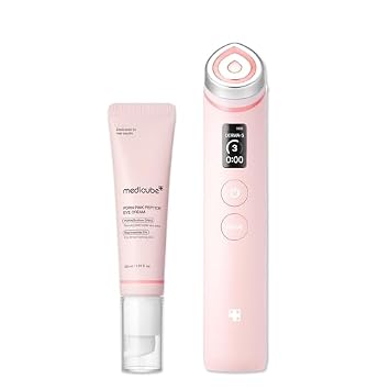 medicube Booster Pro Facial Device & Eye Care Duo: Salmon DNA PDRN Pink Eye Serum and Booster Pro Pink | Retinol y PDRN para una piel de aspecto más firme, más regordeta y piel más suave
