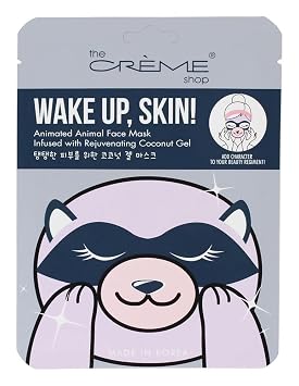 The Crème Shop Korean Skincare Beauty - Hoja avanzada facial completa Esencia natural diaria fácil de usar Calmante - Up, máscara de hoja de piel animal/mascarilla coreana animada (mapache)