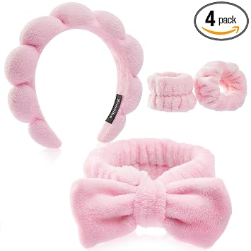 Ztomine Diademas para mujer - Juego de diadema y pulsera de spa - Diadema para lavar la cara, máscara facial, maquillaje y cuidado de la piel, regalos para mujeres y niñas adolescentes, cosas de moda