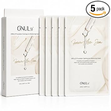 ONUL31° Fucoidan - Máscara calmante y equilibrante | Máscara facial coreana con fucoidan, máscara de microfibra vegana para un cuidado rápido de la humedad, esencia ligera y no pegajosa, máscara de