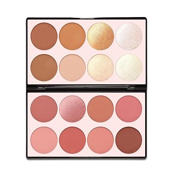 Paleta de contorno de 16 colores – Colorete iluminadores bronceador en polvo todo en uno Paletas de maquillaje Kit de contorno – Cosméticos faciales regalos para mujeres belleza para festivales (SET1)