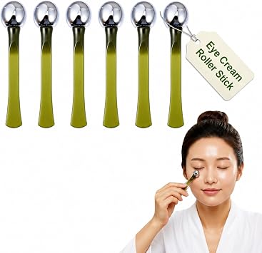 Barra de rodillo para crema de ojos, 6 unidades, aplicador de crema de ojos, rodillo de masaje Varita de masaje Matal Eye Roller para hinchados y aplicador de ojeras