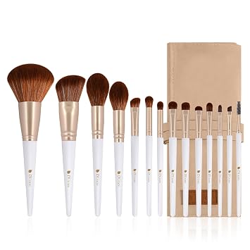 DUcare Brochas de maquillaje con bolsa – Juego de 14 pinceles de maquillaje sintéticos profesionales para rubor, corrector, base, bronceador, polvo, cejas, contorno de ojos, mezcla de sombra de ojos