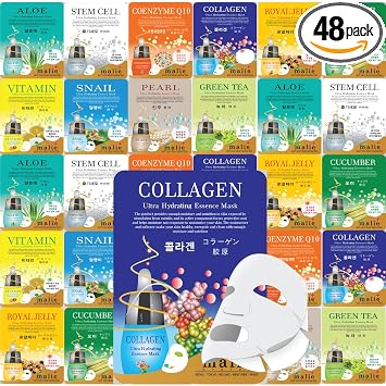 30 máscaras de esencia ultra hidratante, hojas de máscara facial coreana (3 x 10 tipos), cuidado de la piel hidratante, cuidado dérmico