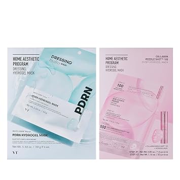 VT COSMETICS Paquete PDRN Hydrogel Mask 4pcs & Collagen Reedle shot 100 2-step Hydrogel Mask 4pcs