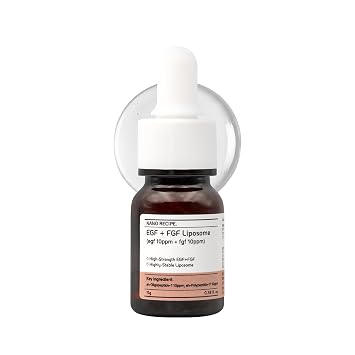 NANO RECIPE EGF + FGF Liposome Korean Skincare Concentrate | Suero EGF FGF DIY que mejora la elasticidad de la piel y las arrugas, antienvejecimiento, ligero, sin fragancia, 0.3 fl oz