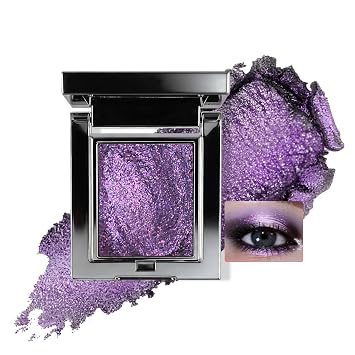Duochrome - Paleta de sombra de ojos holográfica cromada morada, resaltador de ojos de camaleón metálico multicromo, brillo de ojos de diamante de color intenso para maquillaje de hadas