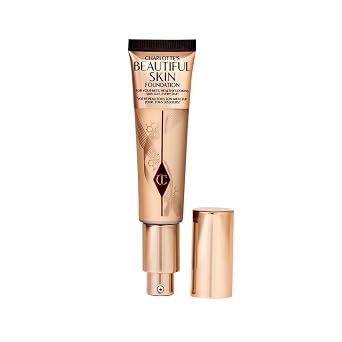 Charlotte Tilbury Base de Maquillaje Beautiful Skin de Cobertura Media Hidratante - Maquillaje Líquido Edificable para Brillo Instantáneo, Hidratación Voluminizadora y Beneficios Duraderos para el