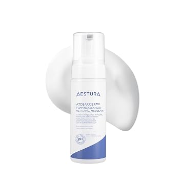 AESTURA ATOBARRIER365 Limpiador Espumoso Suave con pH Equilibrado y Ceramidas | Jabón Facial Coreano para Reparar la Barrera de Humedad de la Piel, Fórmula Hidratante, Adecuado para Piel Seca, 150ML