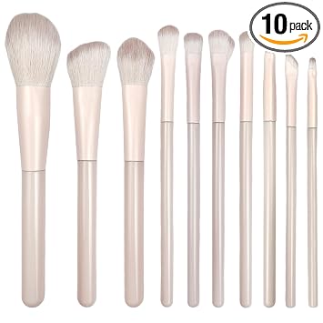 Juego de brochas profesionales para sombra de ojos, 10 brochas de mezcla de maquillaje para cejas, delineador de ojos y sombra de ojos con cerdas veganas suaves y asas de madera