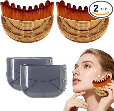Cepillo facial de contorno linfático (2 unidades), masajeador de drenaje linfático manual súper suave para esculpir, alivia la fatiga y reduce la hinchazón, con estuche portátil adecuado para limpieza facial y masaje
