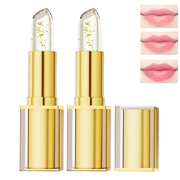 2 lápices labiales Kivora que cambian de color a prueba de transferencia, lámina dorada que cambia de color, para mujeres, de larga duración, hidratante, brillo de labios, nutrición