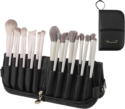 Estuche de cepillo de maquillaje de viaje, soporte de cepillo de maquillaje portátil negro