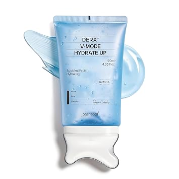 PDRN Crema de cuello para levantar y reafirmar, crema Gua Sha con masajeador de cuello para el cuidado del contorno, incluyendo mandíbula y cuello, tamaño extra grande para uso a largo