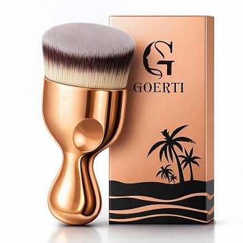 Brocha angular Kabuki para base de maquillaje – Brocha de maquillaje de alta densidad para base líquida, loción bronceadora, corrector, polvo, crema, contorno, aplicador autobronceador sin rayas