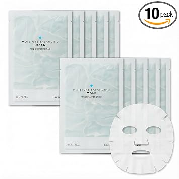 Mascarilla coreana de gel de agua que equilibra la humedad, mascarillas hidratantes para pieles sensibles, secas y deshidratadas, sin fragancia, 10 unidades