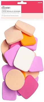 Diane Esponjas aplicadoras de maquillaje de látex surtidas, esponjas de mezcla suaves y versátiles para aplicación de base, corrector y cosméticos, paquete de 24
