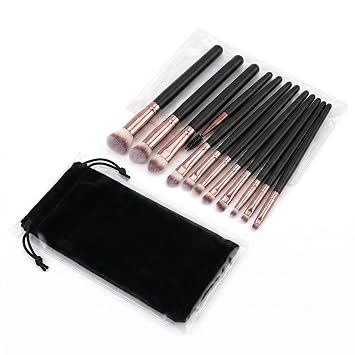 Juego de brochas de maquillaje de ojos, 12 piezas, cerdas suaves, profesional, con bolsa de terciopelo